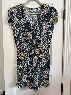 LOFT Navy Floral Romper Jumpsuit